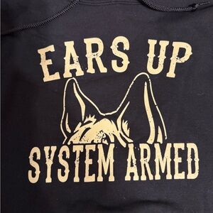 Frenchie Lovers “Ears Up System Armed” Graphic Hoodie - Black & Cream